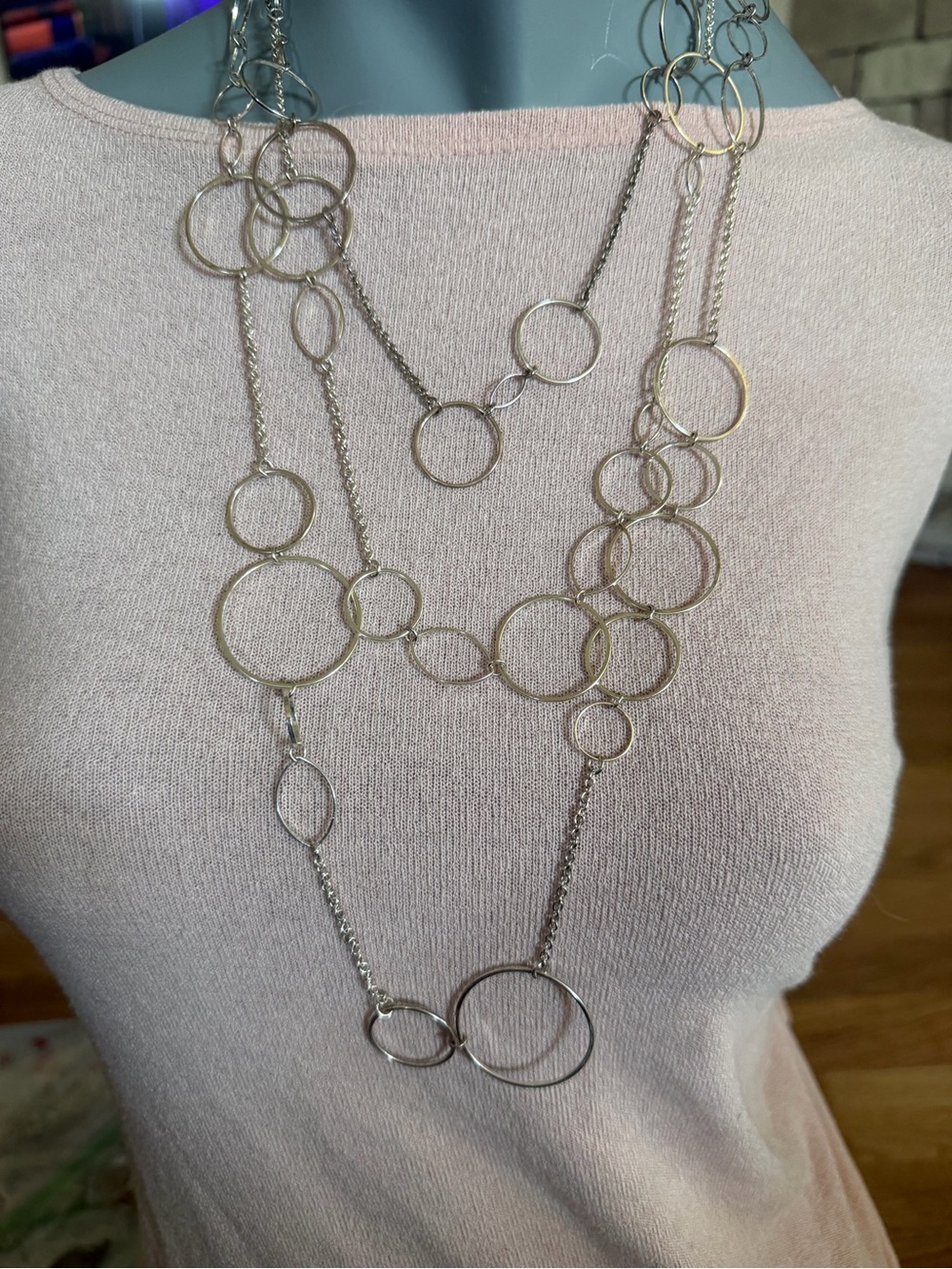 Premier Designs Vintage Open Circle Necklace - Silver Tone
